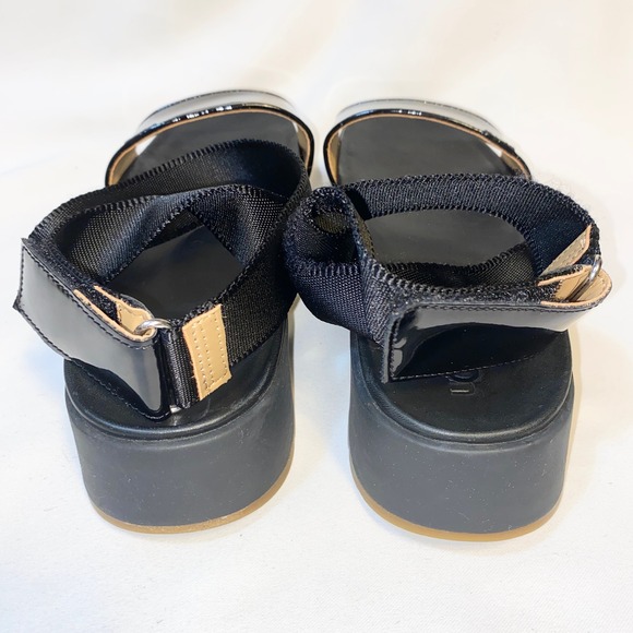 UGG Black Patent Leather Platform Slingback Sandals Womens 10 Retro - Picture 6 of 9